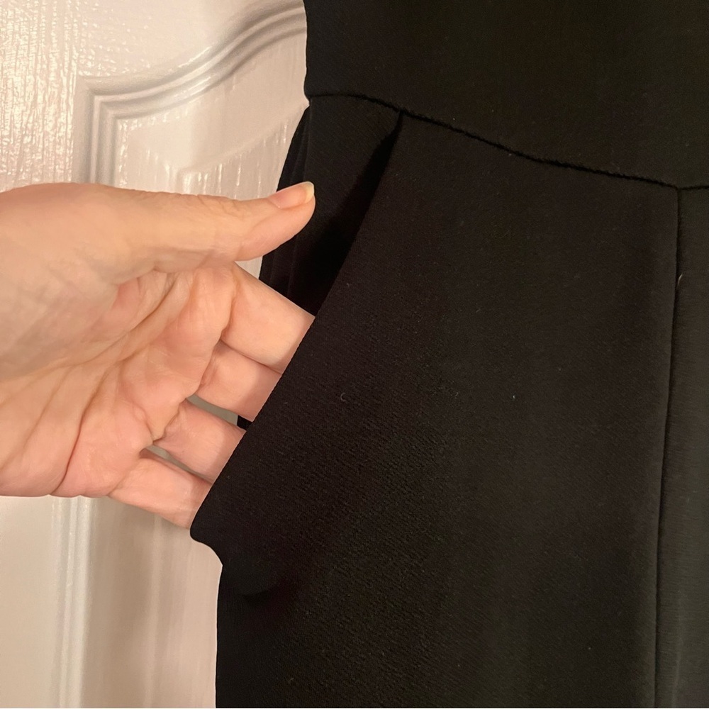 ZARA WOMAN BLACK COLLECTION STRAPLESS JUMPSUIT Silver Buckles Sz M Wide Leg - Picture 3 of 8
